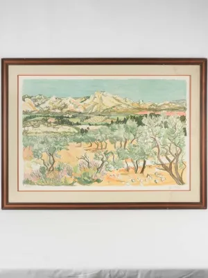 Large Provencal landscape lithograph - Yves Brayer (1907-1990) - 34¾" x 47¼"